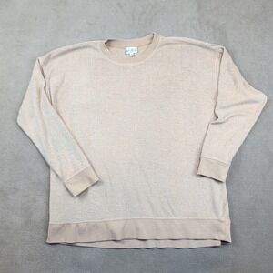 Wonderly Studio XL Oversized Boxy Sweatshirt Tan Textured Boucle Knit Crewneck